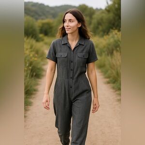 OZMA Painters Jumpsuit Stripe Black White
Size Medium